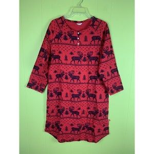 Woolrich Holiday Unisex Red Tunic Lounge L Reindeer Christmas Tree Flannel